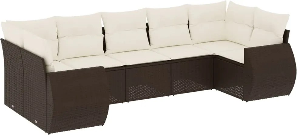 vidaXL 7 részes barna polyrattan kerti ülőgarnitúra párnákkal