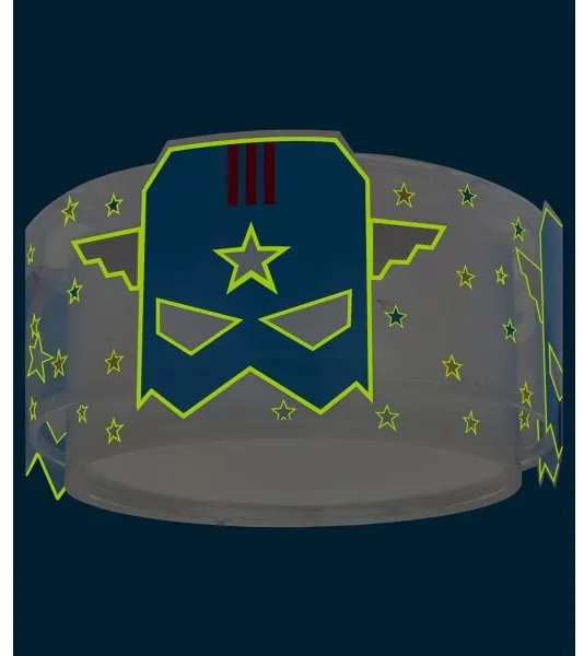 Dalber 61816 - Gyerek mennyezeti lámpa KÉK HERO 2xE27/15W/230V