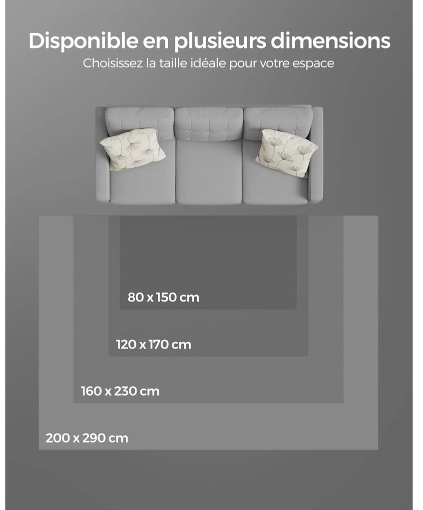 Csúszásmentes szőnyeg, szőnyeg mosógépben mosható 120 x 170 cm, antracitszürke