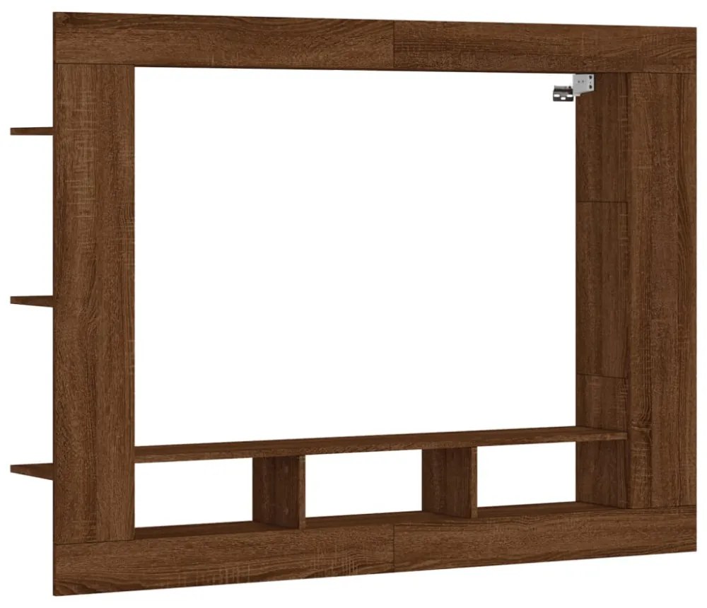 barna tölgyszínű szerelt fa TV-szekrény 152x22x113 cm
