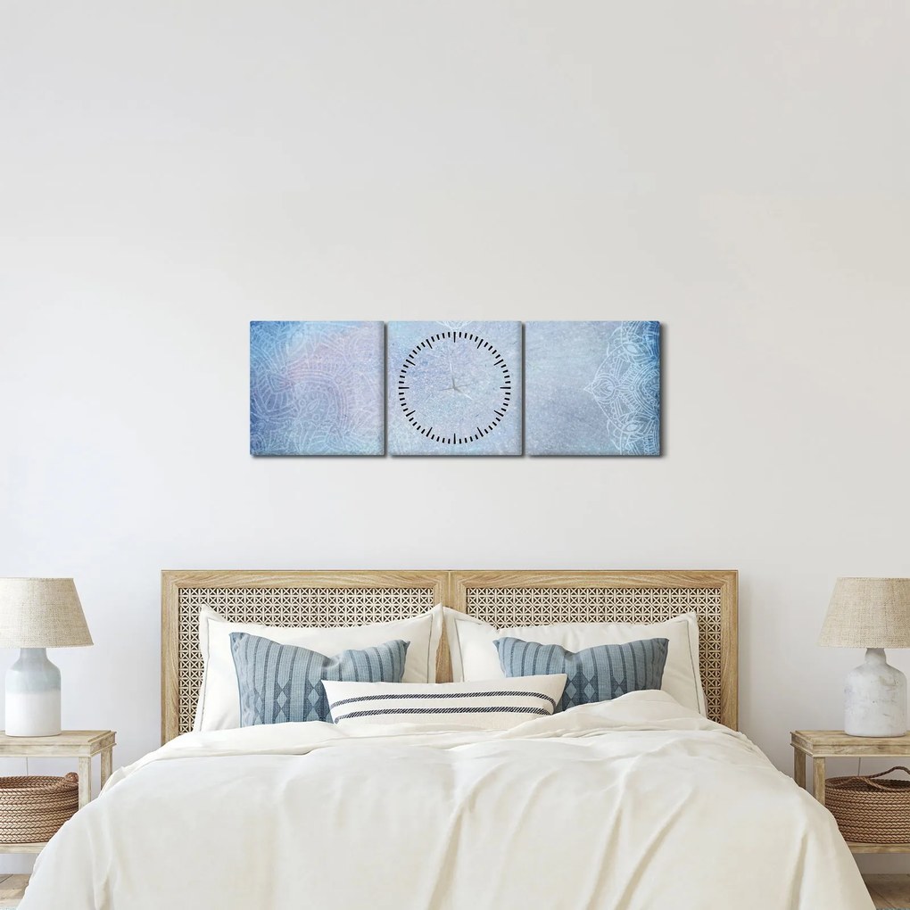 Kép - Mandalák kékszínben (órával) (90x30 cm)