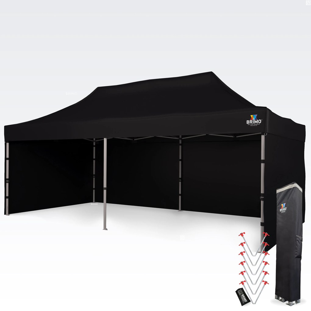 Alumínium ollós sátor 4x8 m motorsporthoz és depóhoz - plusz 3 oldalfal - Fekete