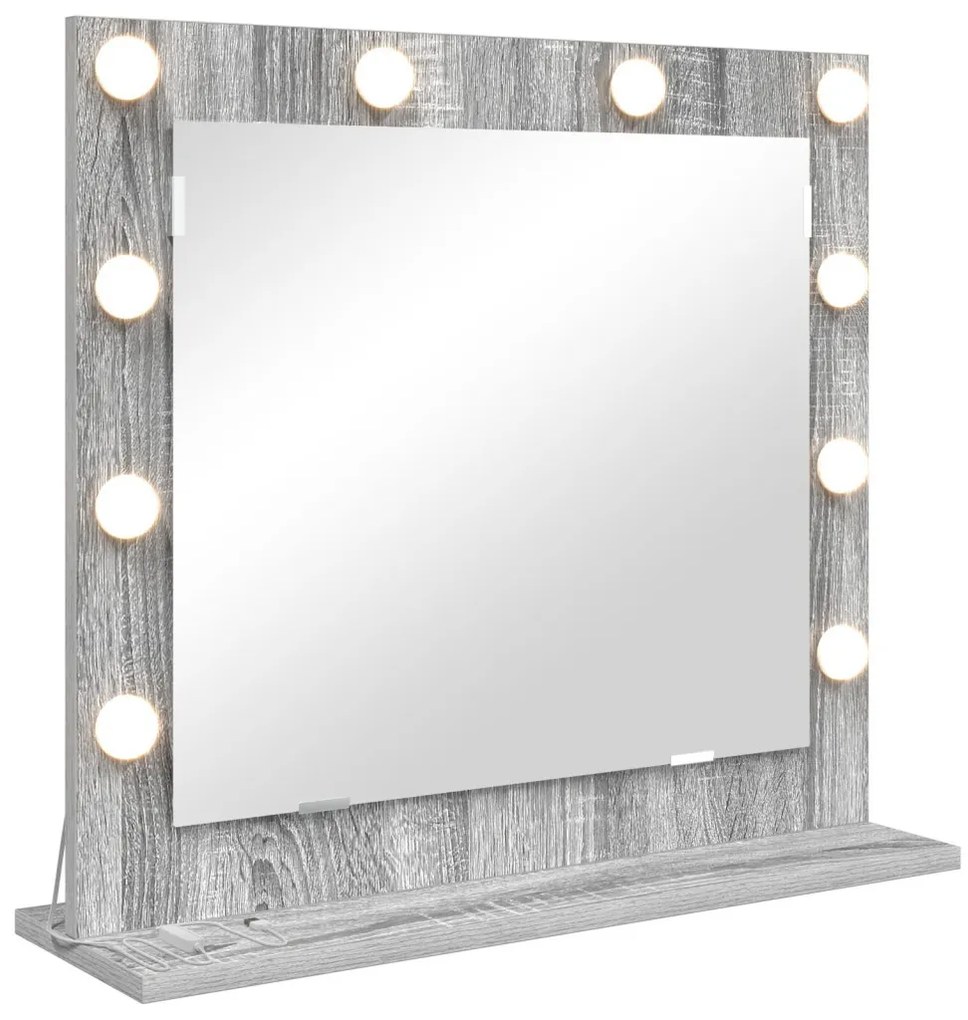 LED világítással ellátott tükör Szürke Sonoma 60x55x18 cm
