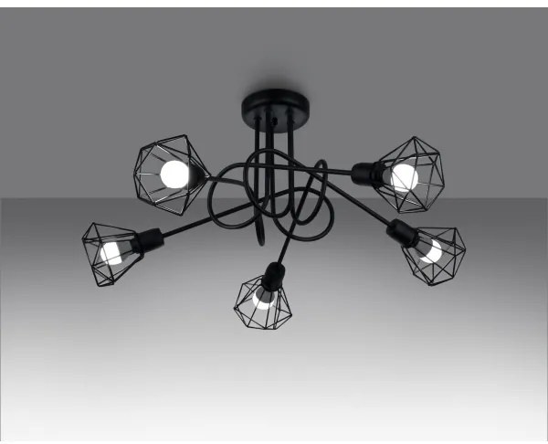 Sollux SL.1110 - Csillár rúdon ARTEMIS 5xE14/40W/230V fekete