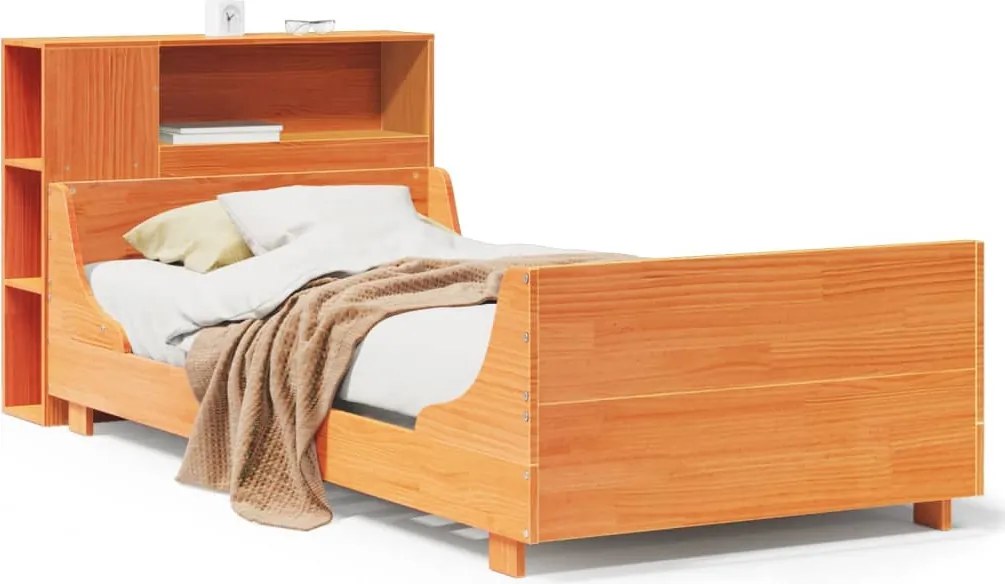 vidaXL viaszbarna tömör fenyőfa ágy matrac nélkül 75 x 190 cm