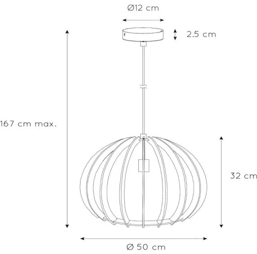 Lucide 34424/50/76 - Függeszték BOUNDE 1xE27/60W/230V bézs 50 cm
