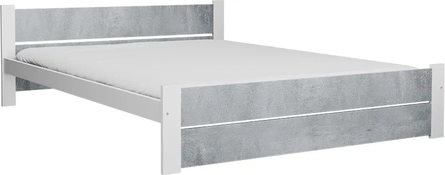 Ágy IKAROS DOUBLE 160 x 200 cm, beton/fehér Matrac: Matrace Sommera 18 cm, Ágyrács: Ágyrács nélkül