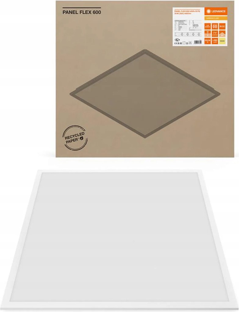 Led panel lámpatest Mennyezeti lámpa Kazetta 30W 4800lm 3000K UGR19 60x60cm