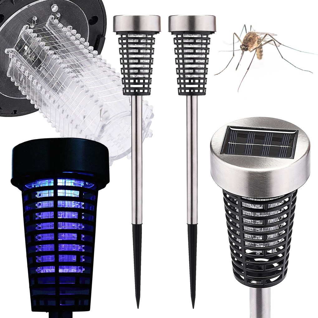 Uv lámpa szúnyogok rovarok Napelemes kerti rovarcsapda 50 cm 2 db