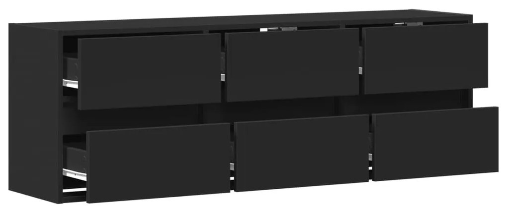 fekete fali TV-szekrény LED-világítással 130x31x45 cm