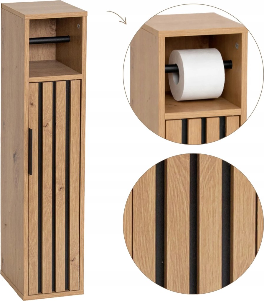 Zárható Fürdőszobaszekrény Wc-papír Adagolóval 75 cm keskeny