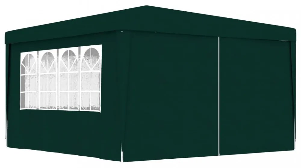 zöld rendezvénysátor oldalfalakkal 4 x 4 m 90 g/m²