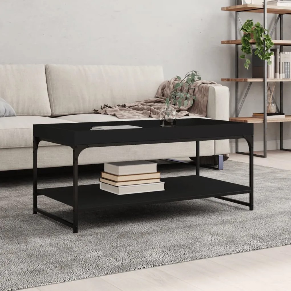Fekete szerelt fa dohányzóasztal 100 x 49 x 45 cm