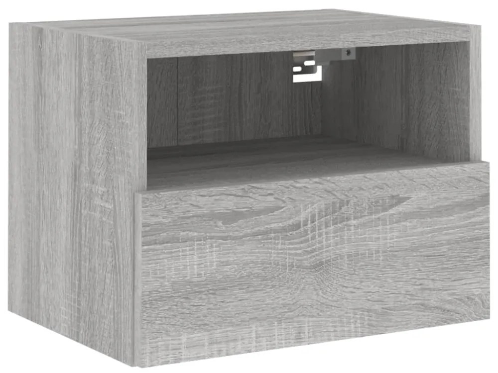 2 db szürke sonoma szerelt fa fali TV-szekrény 40 x 30 x 30 cm