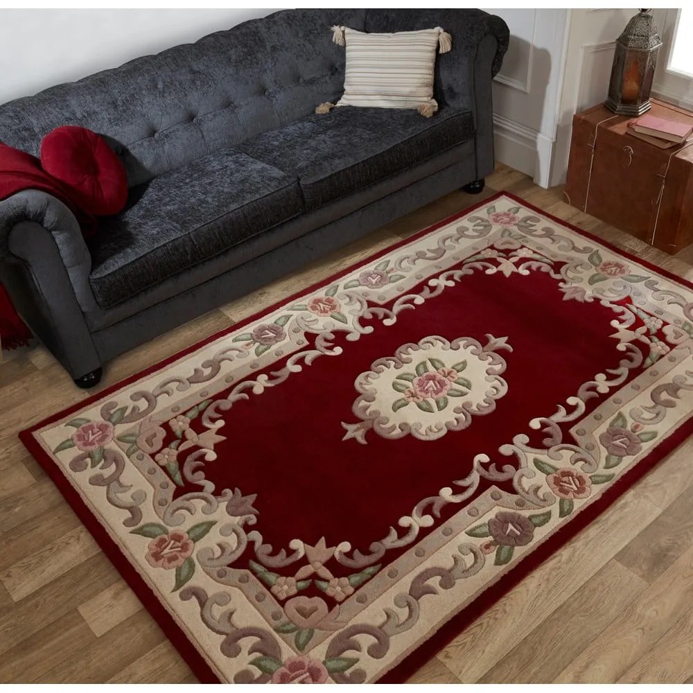 Aubusson piros gyapjú szőnyeg, 120 x 180 cm - Flair Rugs