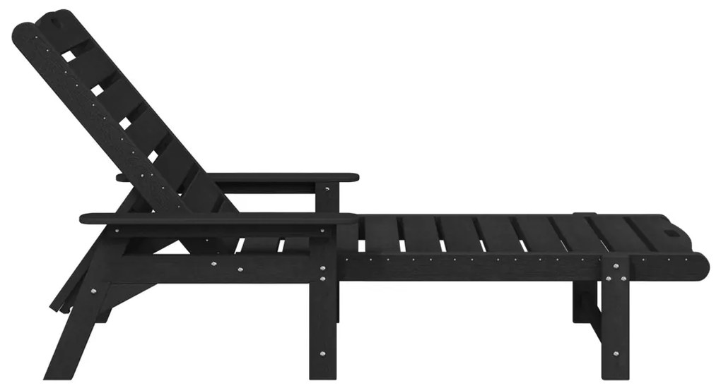 Napozóágy 2 db Fekete 162x53x98,5 cm HDPE