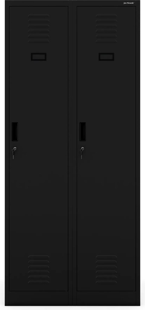 KACPER négyrekeszes BHP öltözőszekrény, 800 x 1800 x 500 mm, fekete