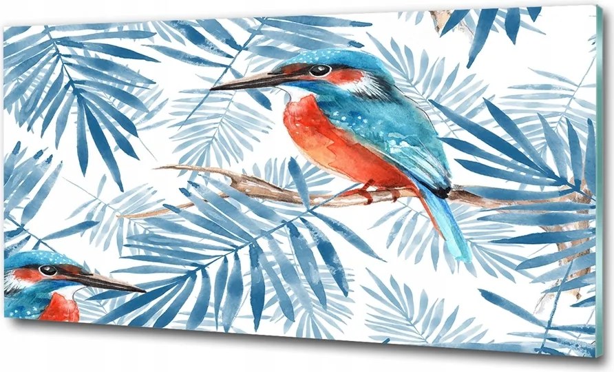 Fotó-kép edzett üveg Növények és madár 100x70