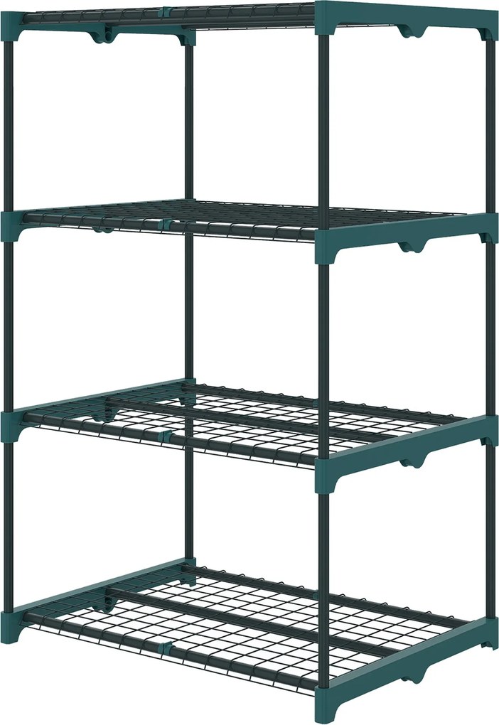 Outsunny 4 szintes acél növénytartó — beltéri/kültéri virágszállvány kertbe, erkélyre és nappaliba, 67 x 49 x 105 cm, zöld | Aosom