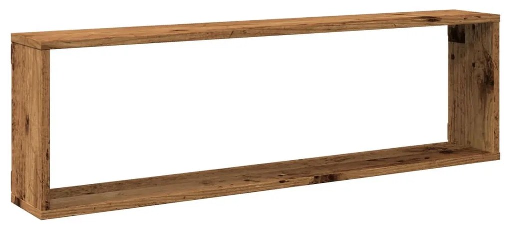 4 db antik fa színű szerelt fa fali kockapolc 100 x 15 x 30 cm