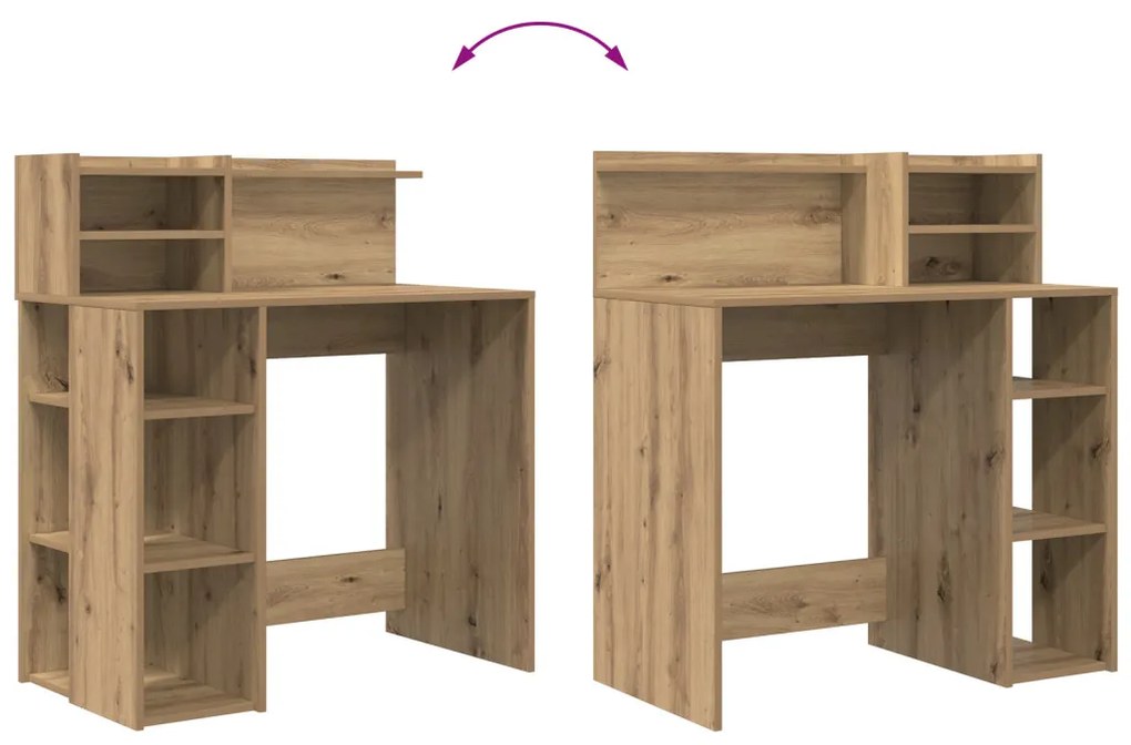 vidaXL Íróasztal Tárolóval Artisan Tölgy 90x48x101.5 cm Szerelt fa