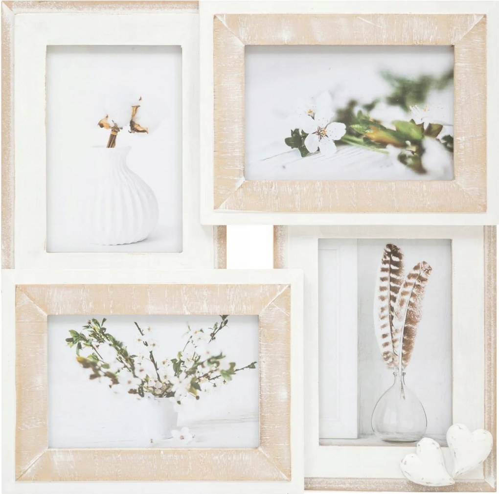 Képkeret Fotókeret 4 Képhez Rusztikus Mdf 33 x 33