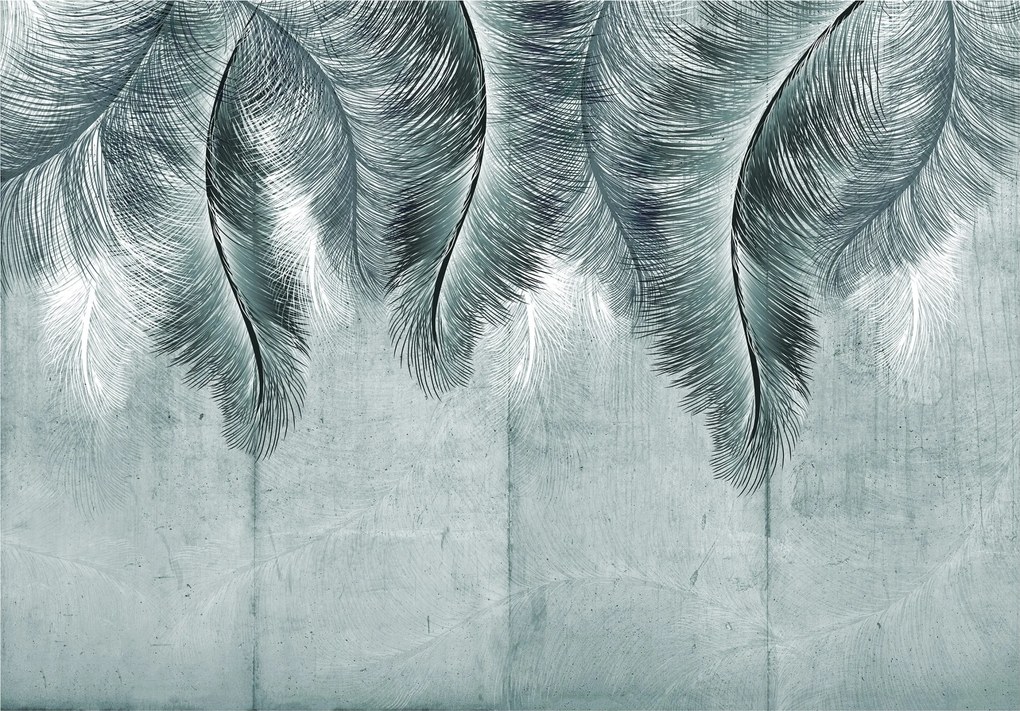 Fotótapéta Levelek Tollak Lógó Beton Hálószoba Nappali Tapéta 368x254