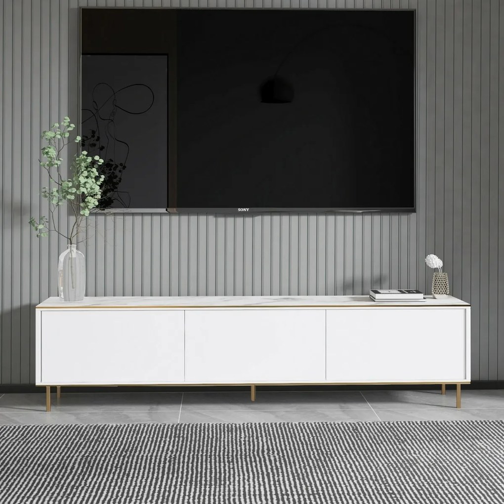 Imaj White Marble and Gold TV-asztal