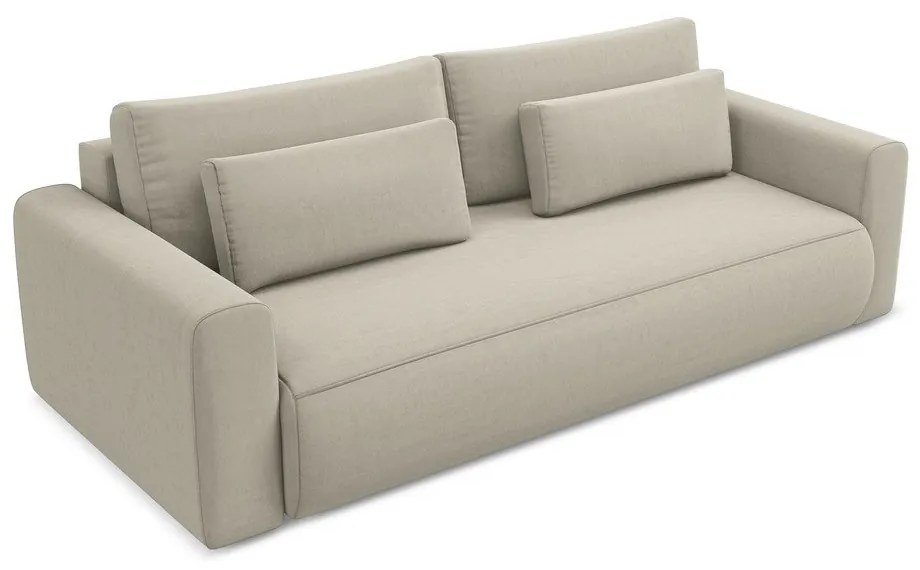 Bézs bársony kinyitható-tárolóhelyes kanapé 238 cm Kapua – Makamii