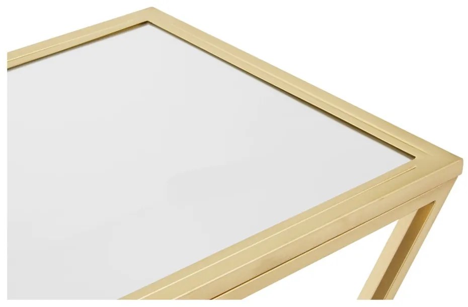 Aranyszínű konzolasztal üveg asztallappal 40x120 cm Farran – Premier Housewares