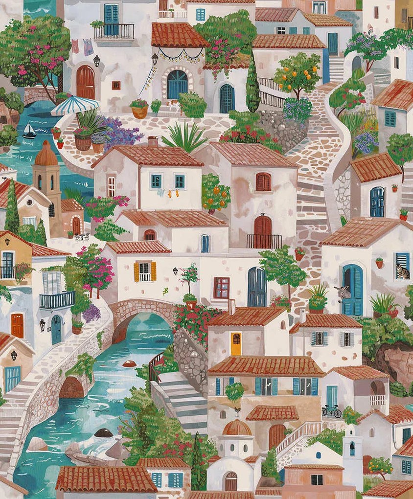 Holden Decor Wanderlust Monteroso színes mediterrán vlies tapéta – 92020