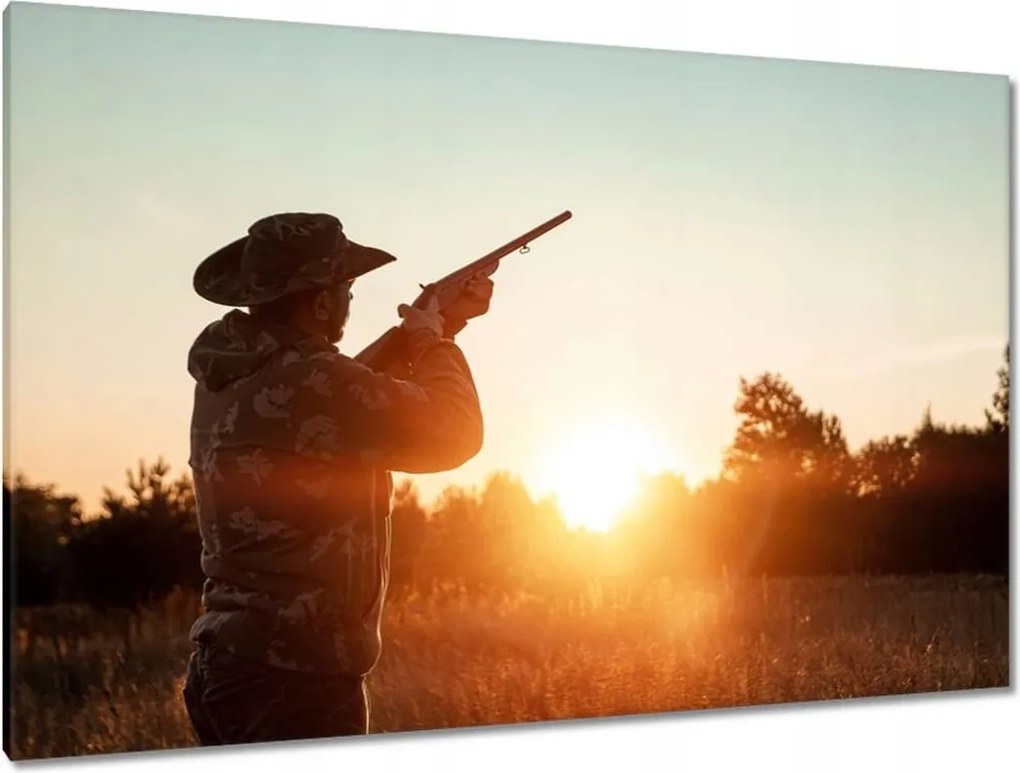 Vászonkép 120x80 Sziluett Vadászok fegyverrel