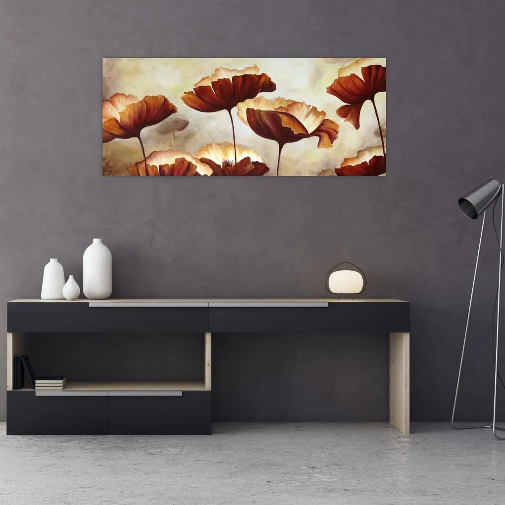 Piros virágok képe (120x50 cm)
