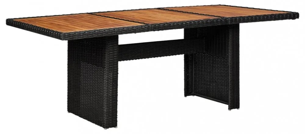 fekete polyrattan kerti étkezőasztal 200 x 100 x 74 cm