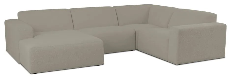 Világosbarna buklé sarokkanapé (U alakú) Roxy – Scandic