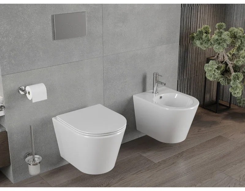 Mexen Rico Rimless akasztós tál szabadon eső üléssel SLIM, 48 x 35 cm, fehér, 30720400