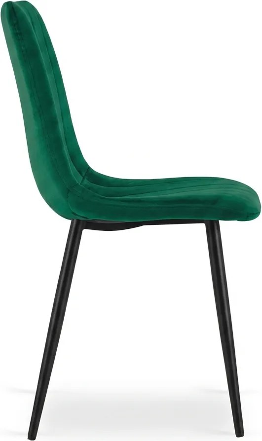 Sötétzöld bársonyszék LAVA BOTTLE GREEN fekete lábakkal