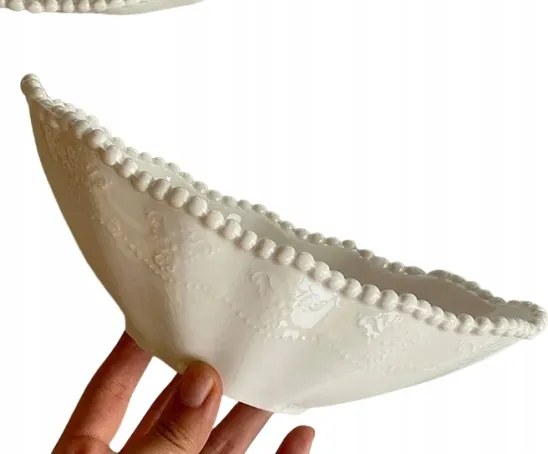 Shein Fehér Kerámia Tál Díszített Klasszikus L2D