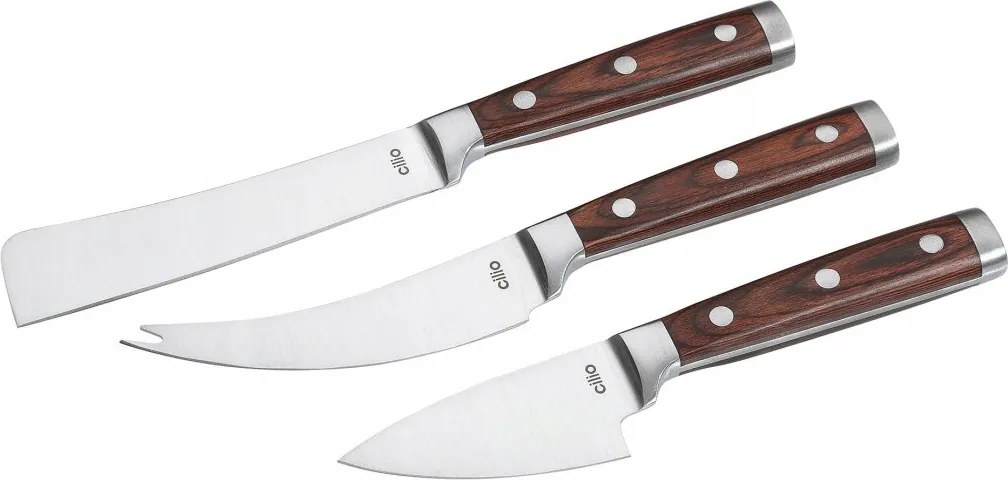Cilio Sardo 3 db-os sajtvágó kés készlet fa markolat