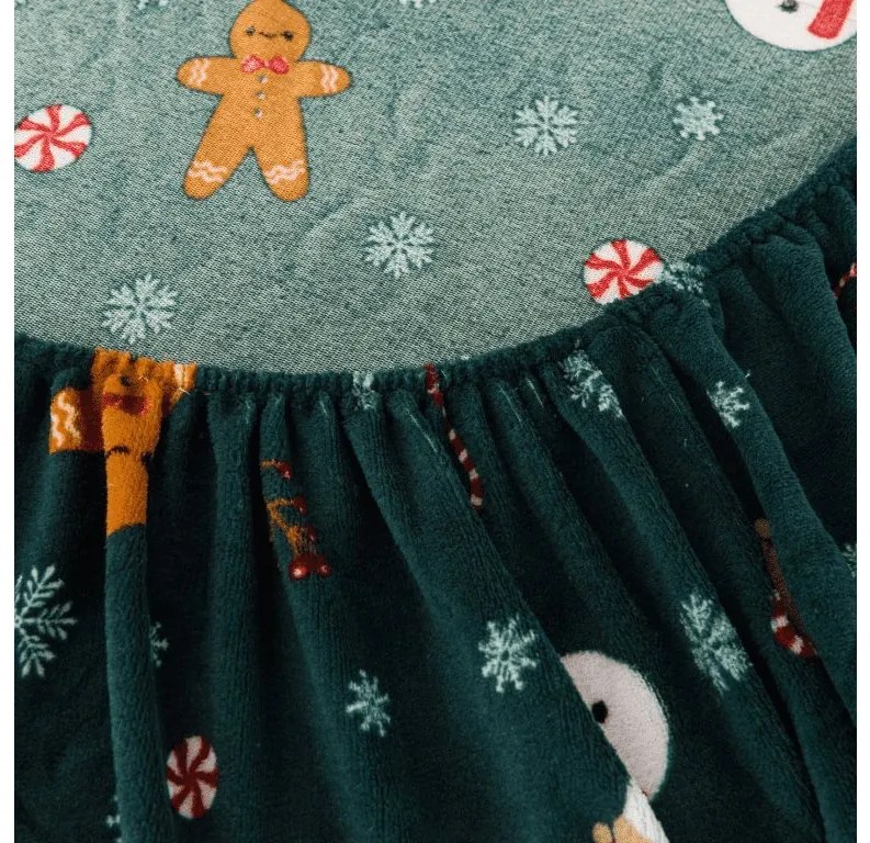 SNOWMAN AND GINGERBREAD 200x200 cm zöld mikroplüss lepedő