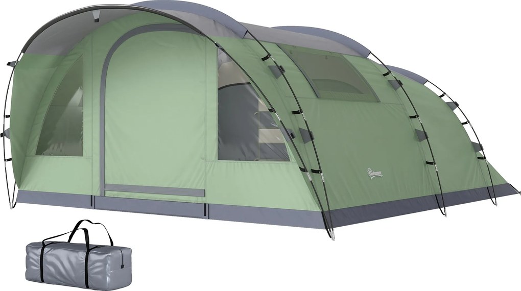 Outsunny családi alagútsátor 2–4 főnek — 196 cm belmagasság, 2 háló, 3000 mm vízoszlop | Aosom