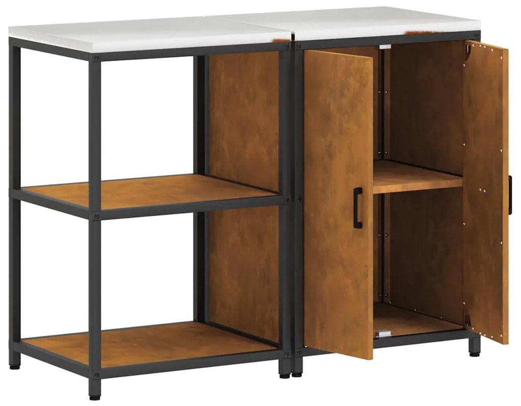 Konyhai Tároló Készlet polcokkal 2 pcs Rozsdás 120 x 50 x 92 cm