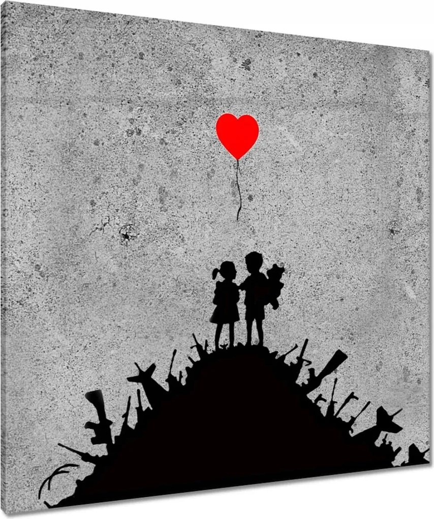 Vászonkép 80x80 Gyerekek egy halom fegyveren