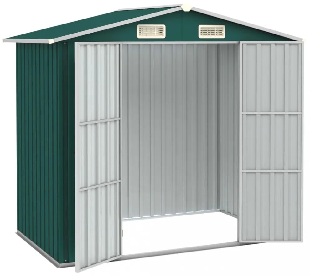 zöld horganyzott acél kerti fészer 205 x 129 x 183 cm