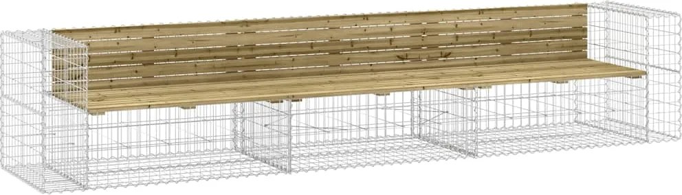 vidaXL tömör impregnált fenyőfa gabion kerti pad 347x71x65,5 cm