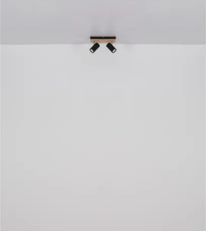 Globo 57909-2 Fali spotlámpa, fém fekete matt, fa sötétbarna, forgatható, HxSzxM: 260x80x125mm, 2x GU10 25W 230V izzók nélkül