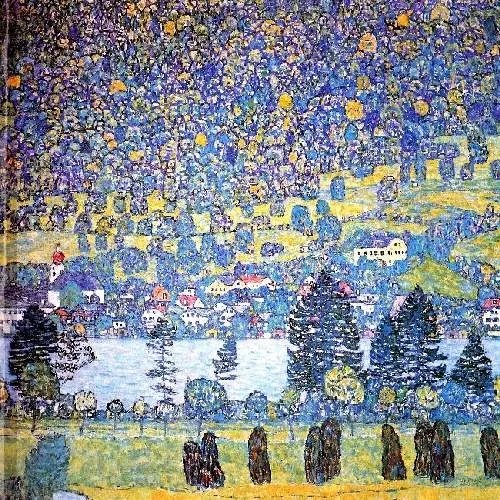 Gustav Klimt - Erdő az Attersee felett üvegkép, falikép