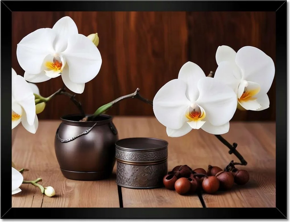 Poszterek keretben 40x30 Fehér orchideák