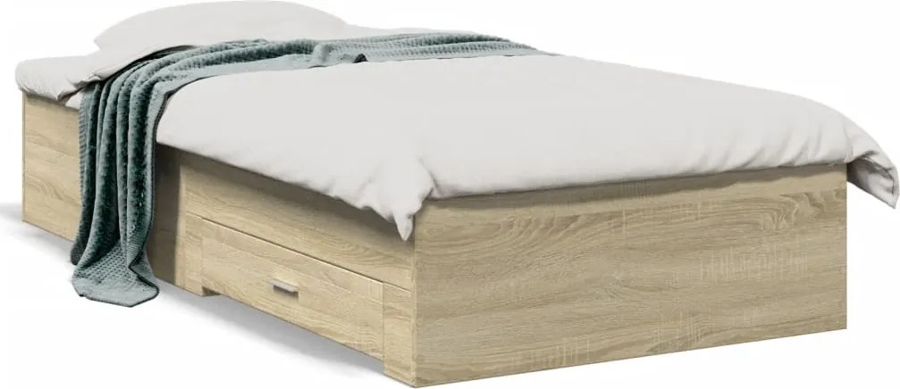 vidaXL sonoma tölgy színű szerelt fa ágykeret 90 x 200 cm