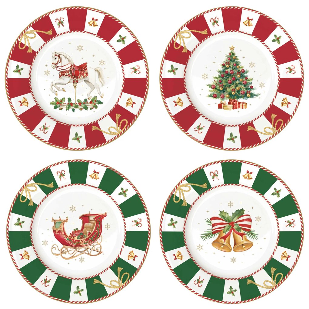 Karácsonyi porcelán desszertes tányér 4 db szett díszdobozban Christmas Tale